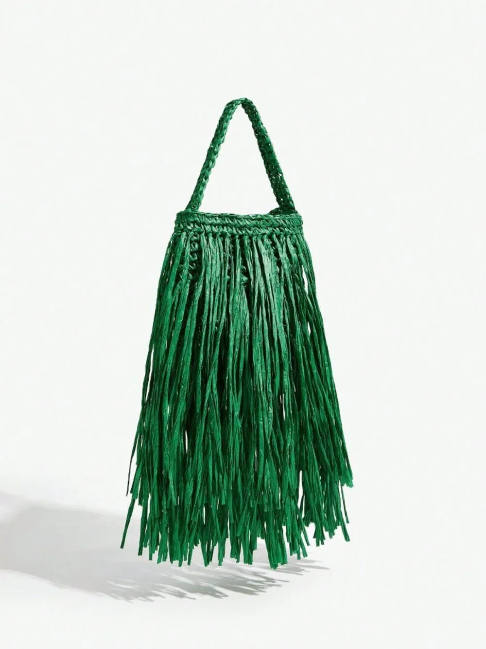 Grass Green Straw Tassel Women's Top Handle Bag - Picture 5 of 7